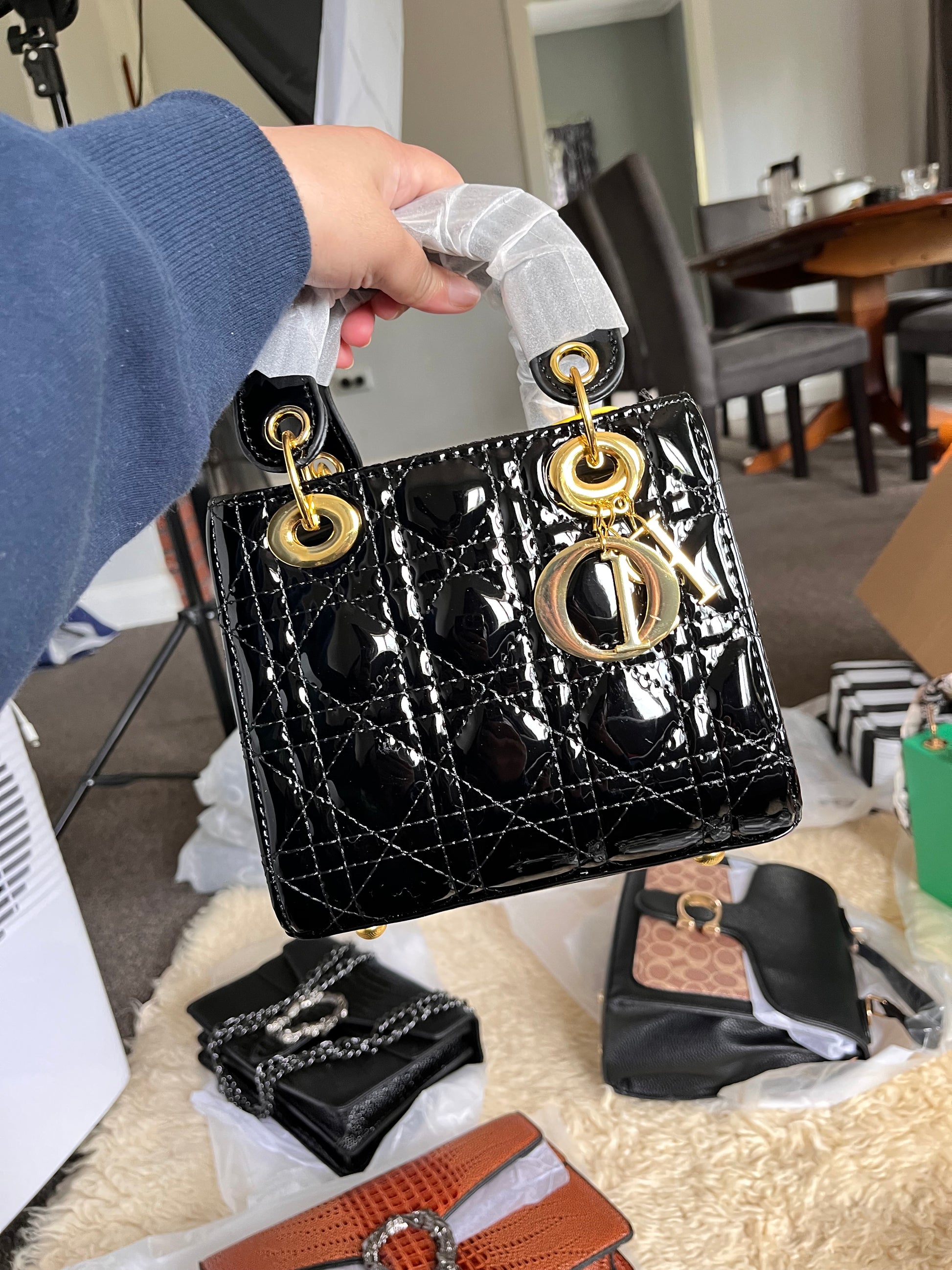 Dior lady handcarry or crossbody bag