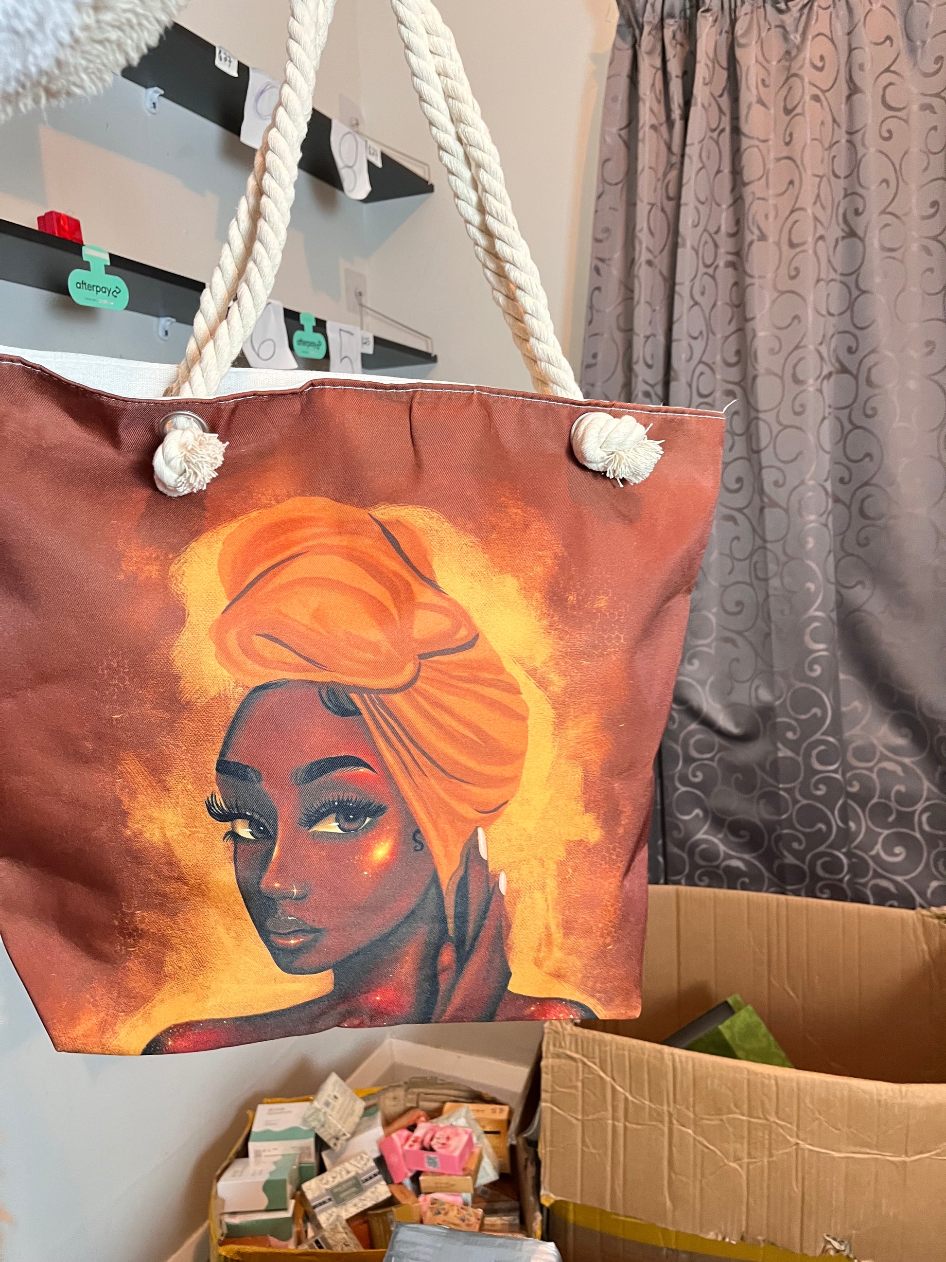Large tote /beach bag with face design