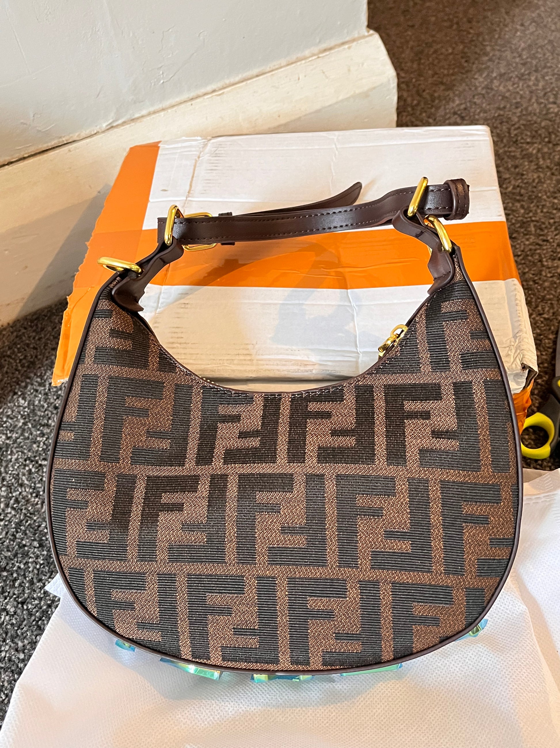 F shoulder bag , Genuine leather