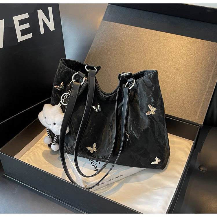 Tote Bag Large Capacity 2025 High-End Shoulder Bag, College and professional With ornaments/keychains