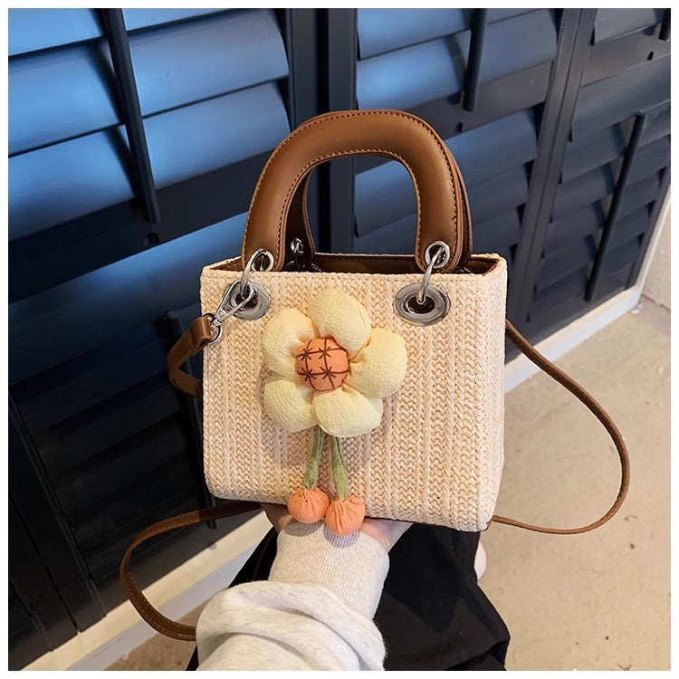 Elegant Woven Straw 2025 New Niche Design Crossbody Bag Seaside Resort Style Popular Satchel Princess Diana Bag