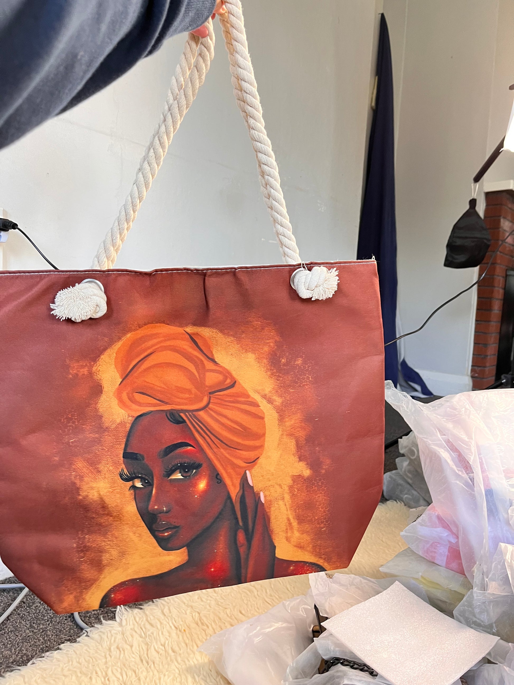 Large tote /beach bag with face design