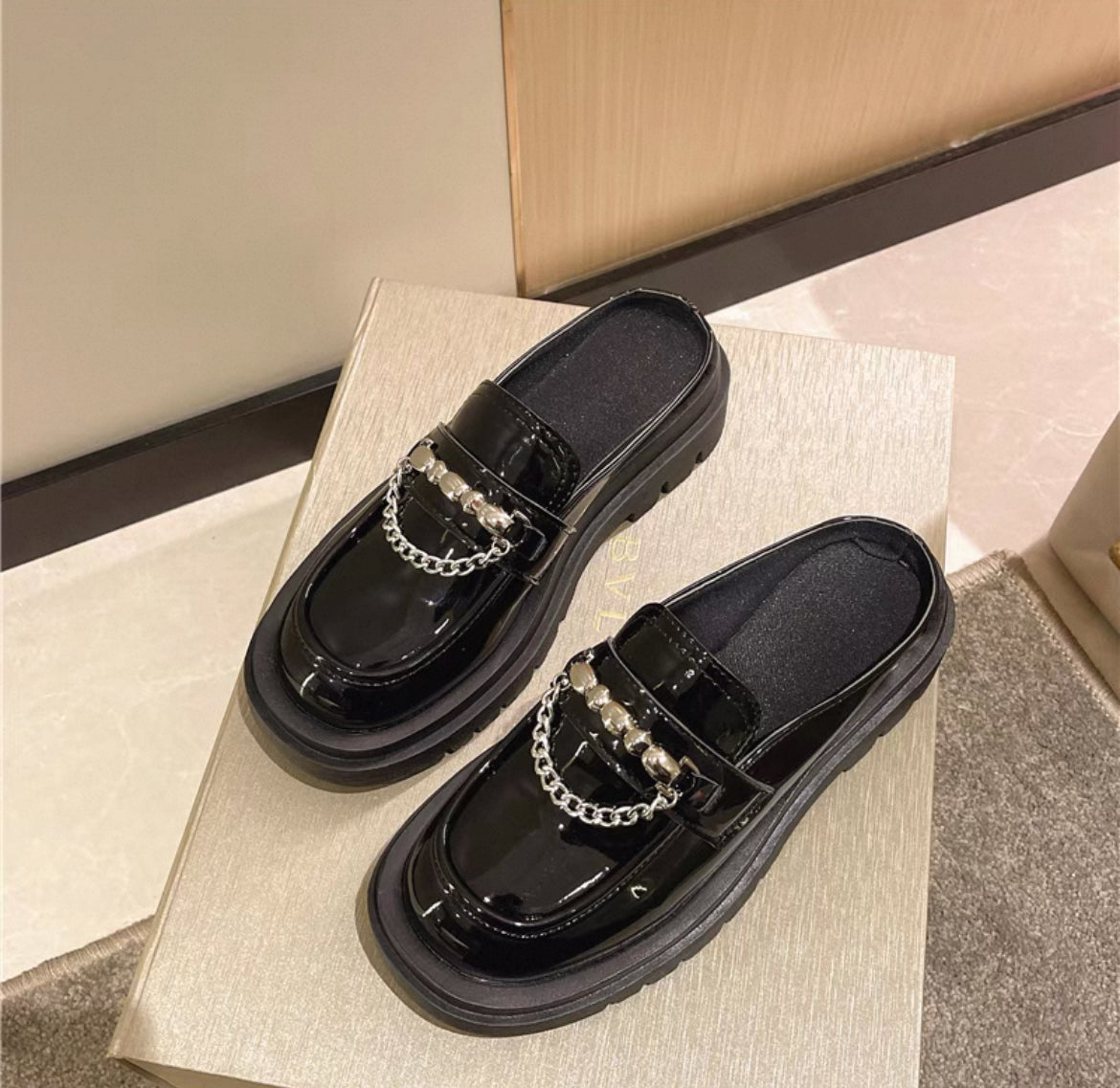 Fat Wide Fat Feet Baotou Half Slippers Women's Outer Wear Thick-Soled Sponge Cake Without Heel Lazy Slippers