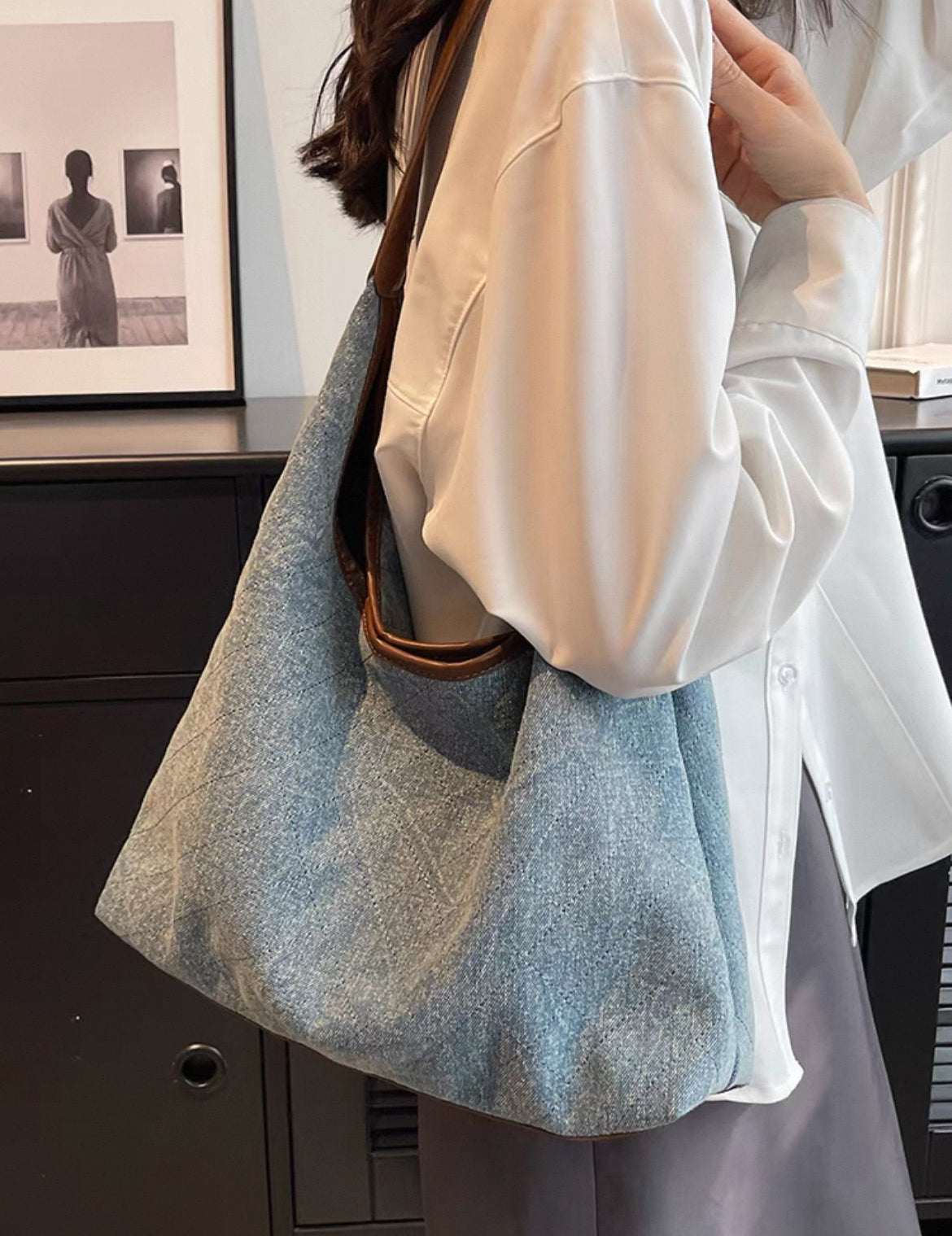 Large Denim Bag 2025 New style Shoulder High-End Tote Bag