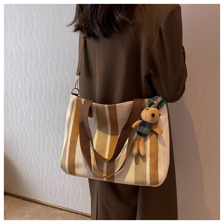 Large Capacity 2025 New Canvas Cloth Crossbody bag with sling and free  ornaments/keychain