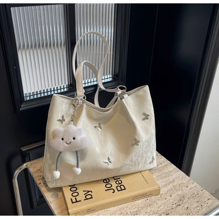 Tote Bag Large Capacity 2025 High-End Shoulder Bag, College and professional With ornaments/keychains