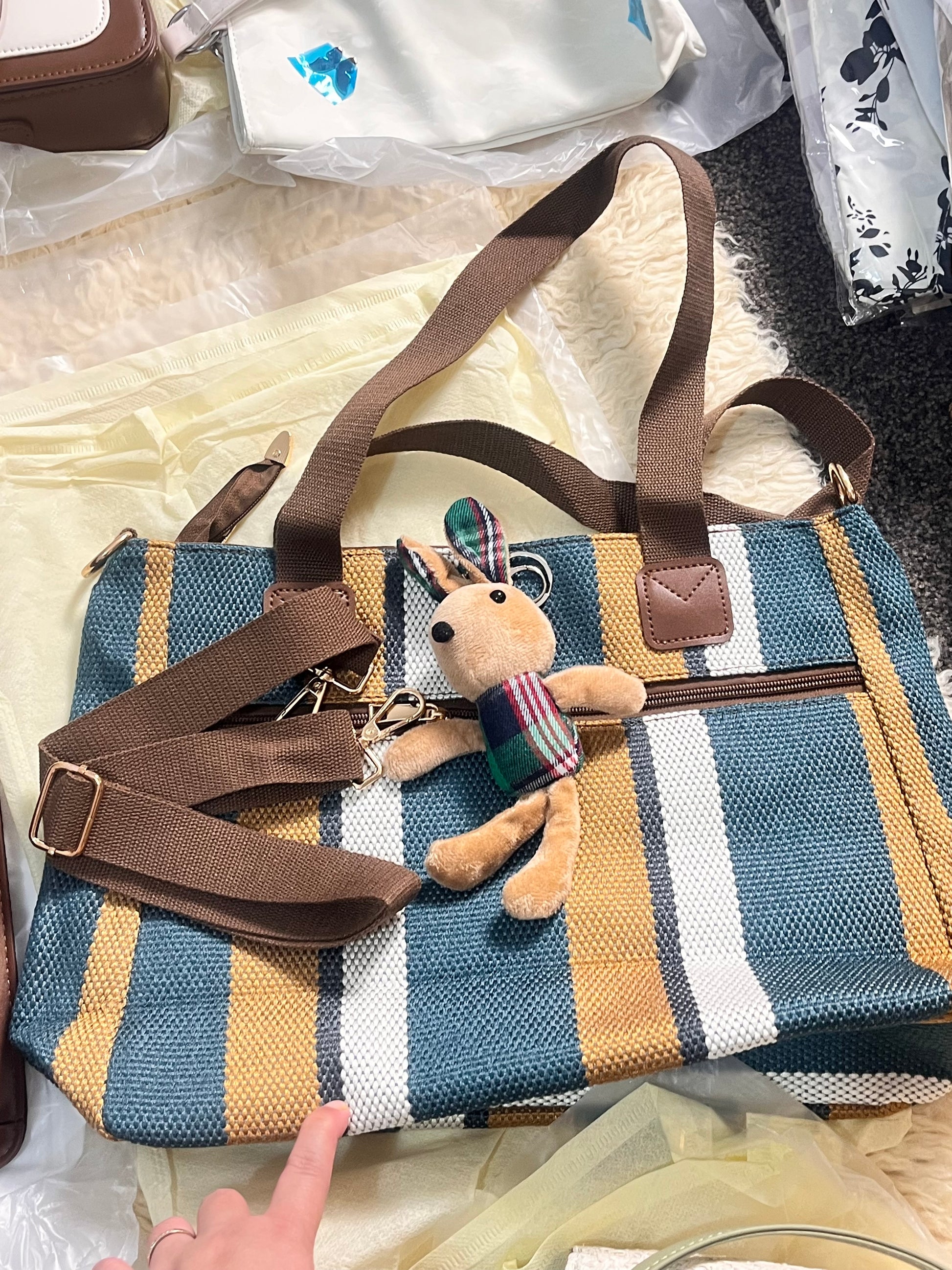 Large Capacity 2025 New Canvas Cloth Crossbody bag with sling and free  ornaments/keychain