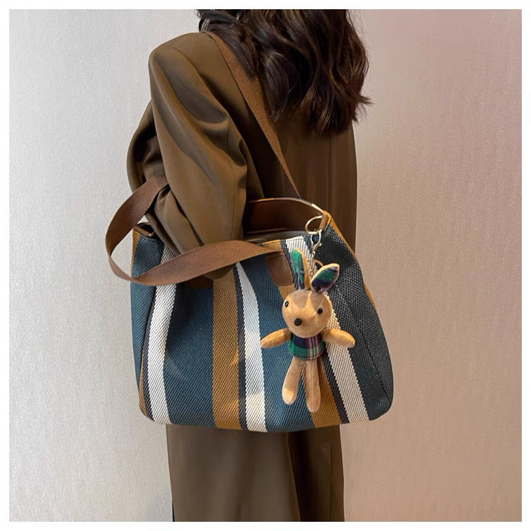 Large Capacity 2025 New Canvas Cloth Crossbody bag with sling and free  ornaments/keychain