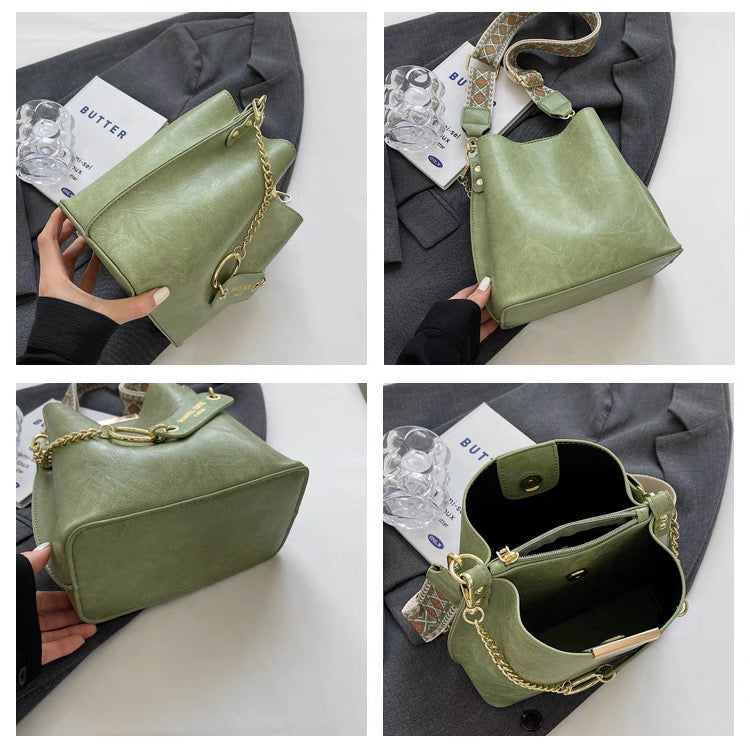 Internet Celebrity High-End 2025 Bucket Bag Foreign Style Wide Crossbody Bag