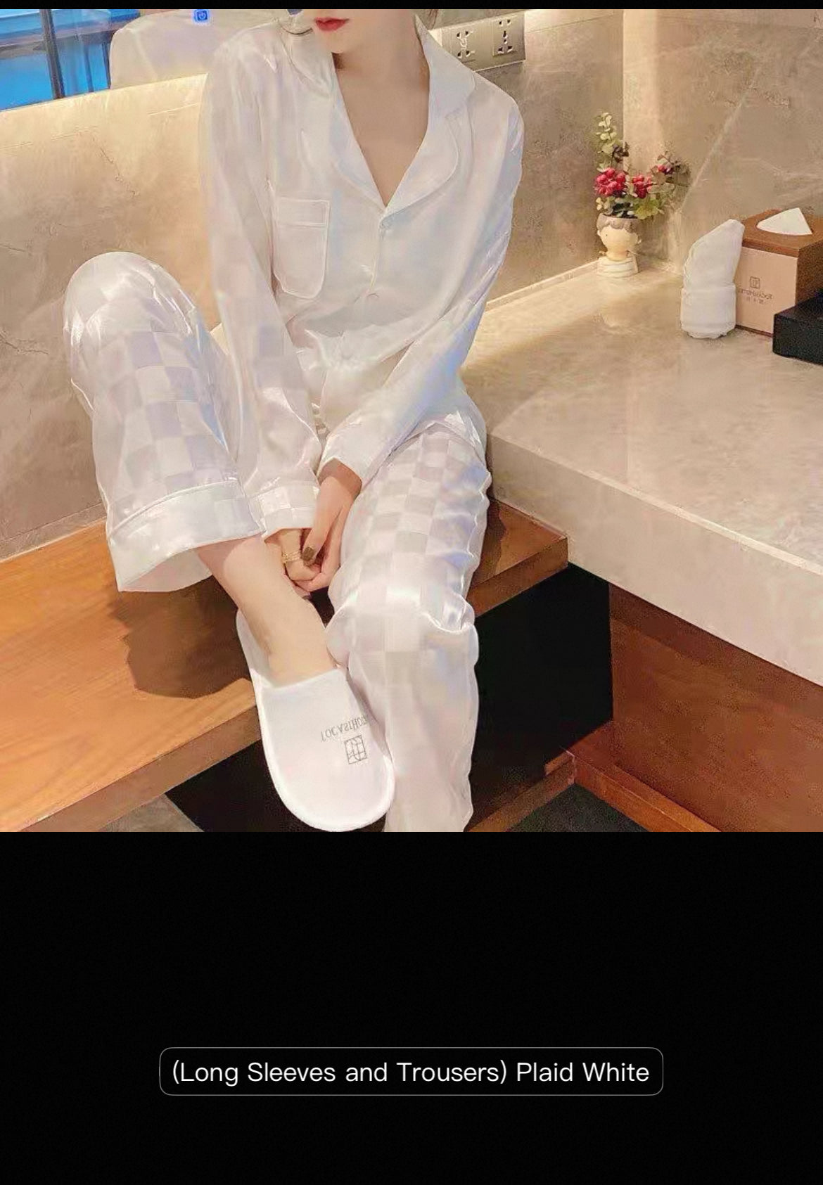 Pajamas for Women Ice Silk Long-Sleeved High-End sleepwear