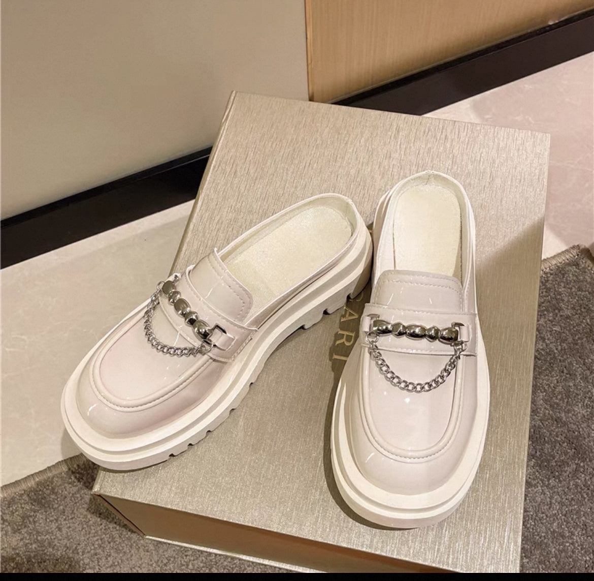 Fat Wide Fat Feet Baotou Half Slippers Women's Outer Wear Thick-Soled Sponge Cake Without Heel Lazy Slippers