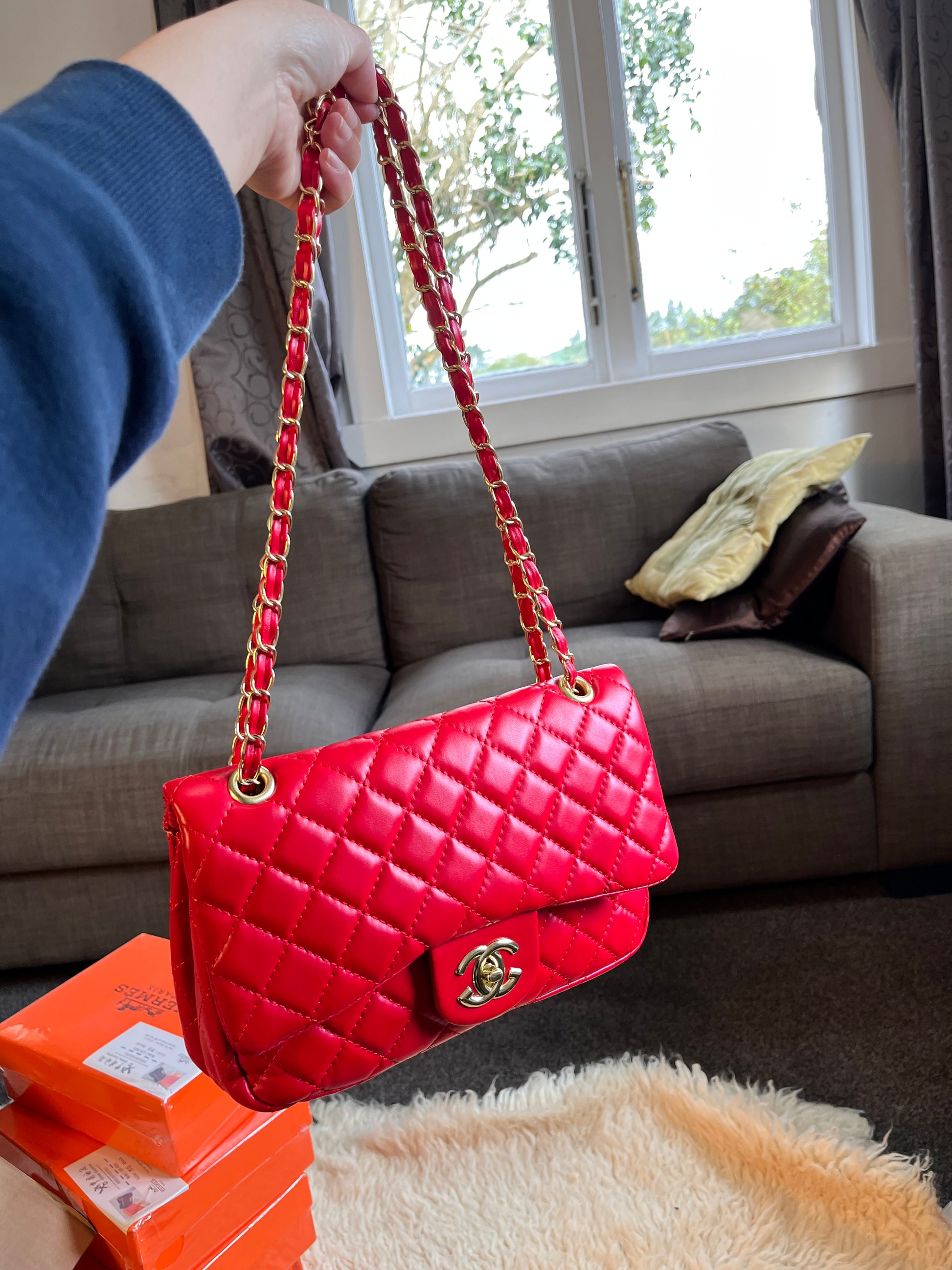 Channel soft leather shoulder and crossbody bag