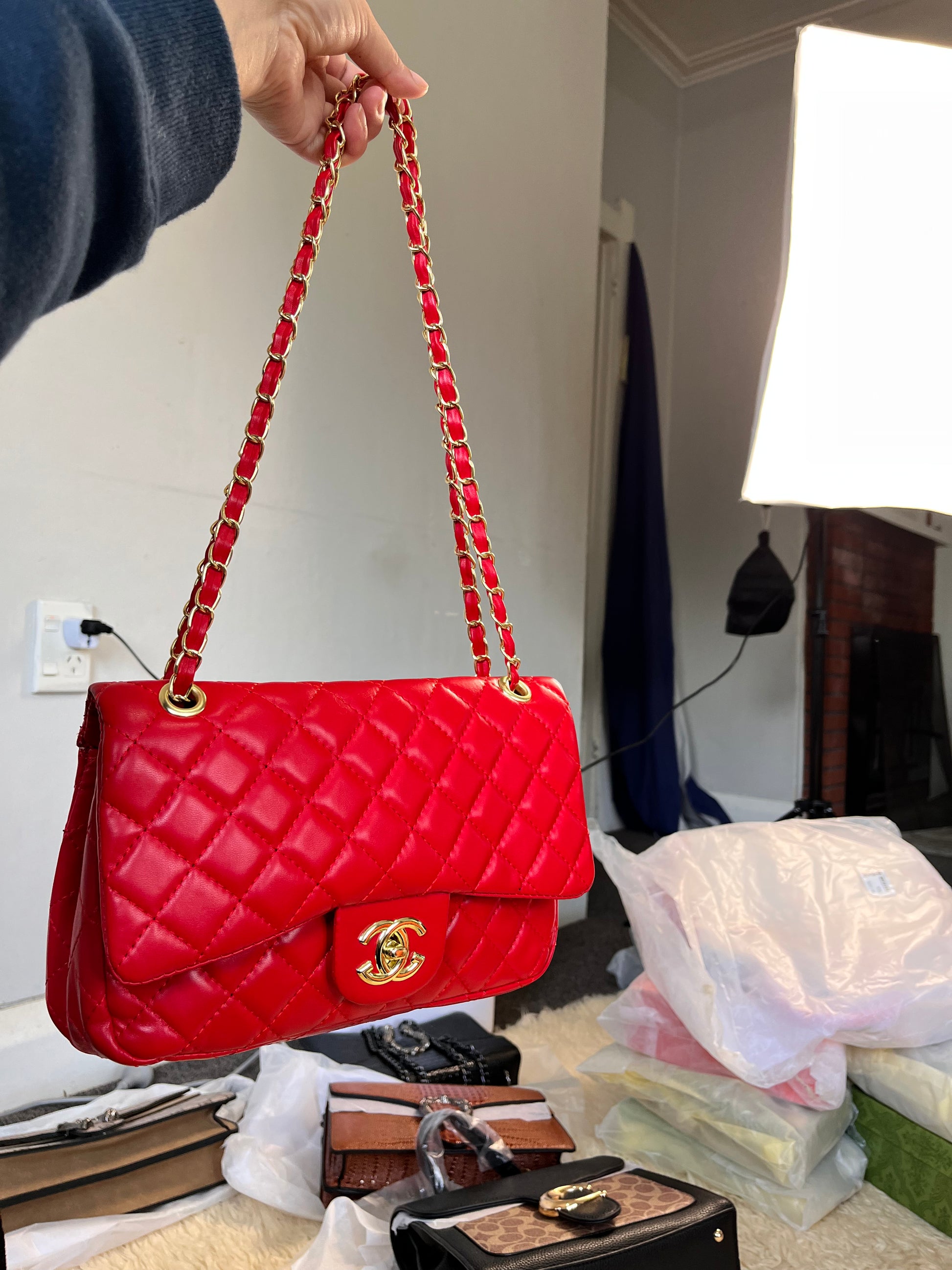 Channel soft leather shoulder and crossbody bag