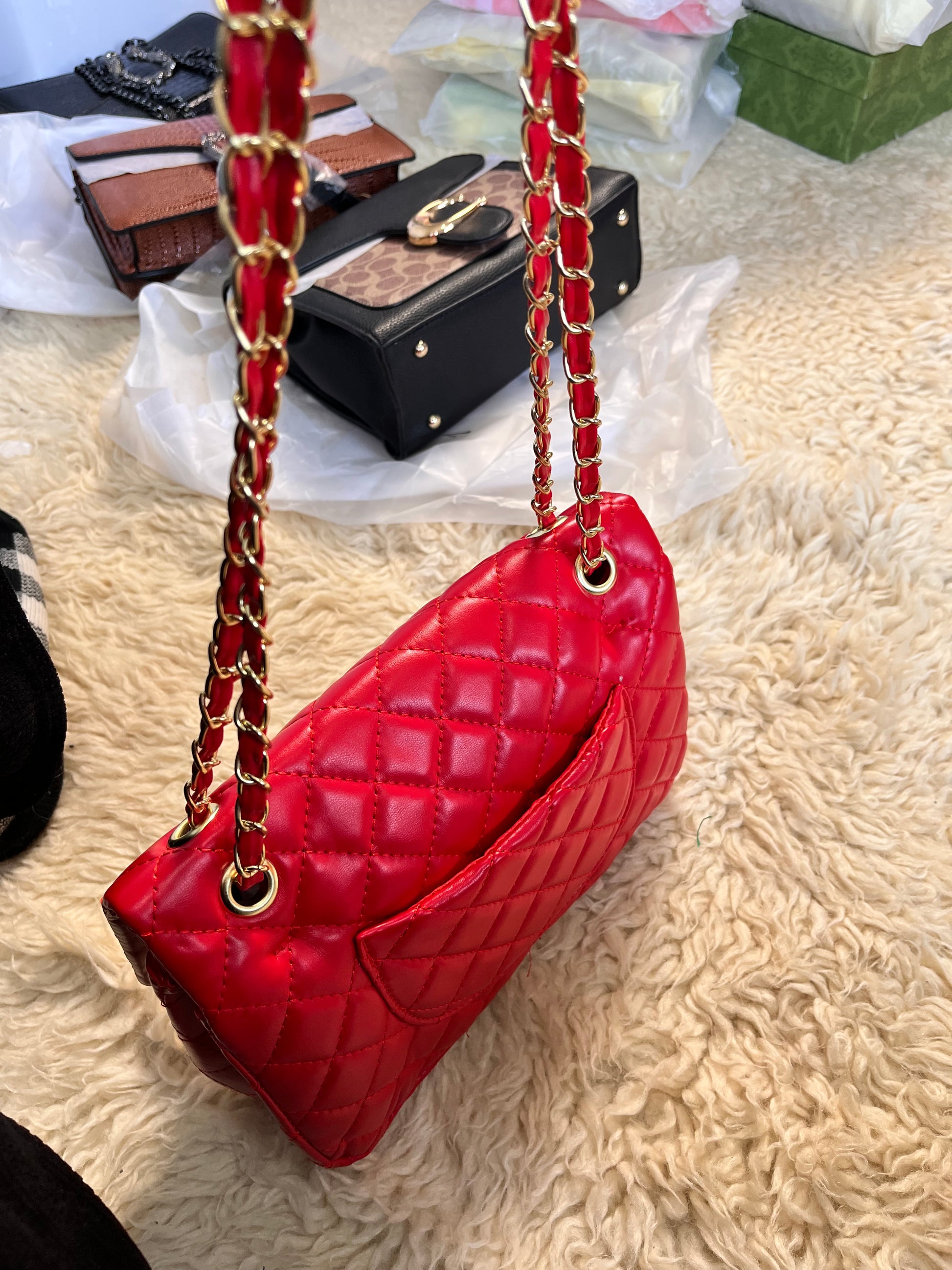 Channel soft leather shoulder and crossbody bag