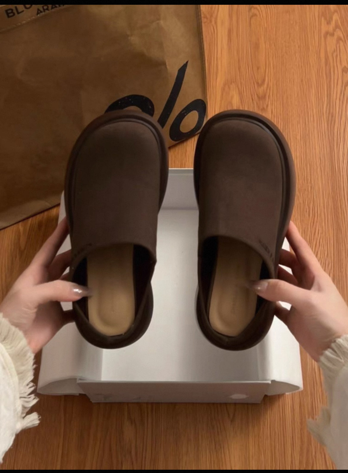 Celebrity Style Thick-Soled Baotou Half-Slippers for Women's Outer Wear Heightening Birkenstock Shoes