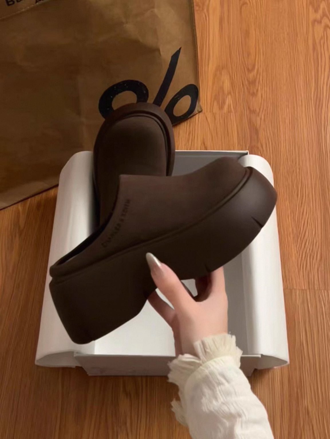 Celebrity Style Thick-Soled Baotou Half-Slippers for Women's Outer Wear Heightening Birkenstock Shoes