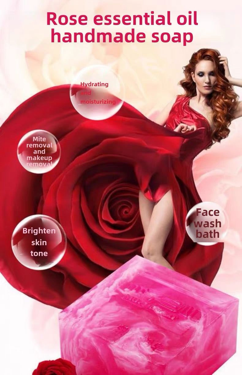 Authentic Rose body and face Bath soap,Mite Removal Deep Cleansing with Special Fragrance