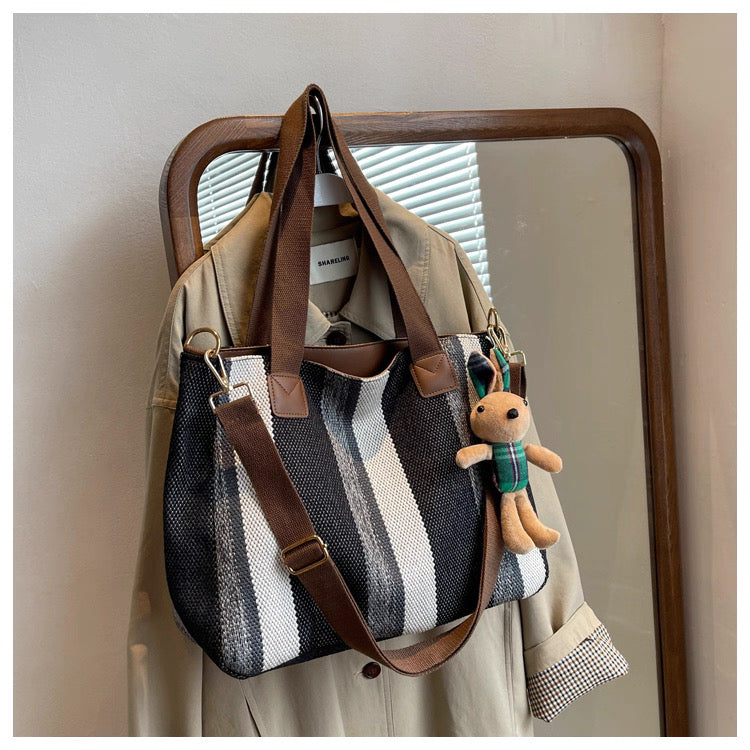 Large Capacity 2025 New Canvas Cloth Crossbody bag with sling and free  ornaments/keychain