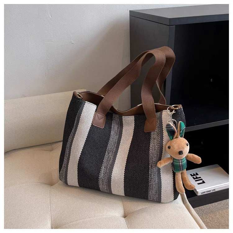 Large Capacity 2025 New Canvas Cloth Crossbody bag with sling and free  ornaments/keychain
