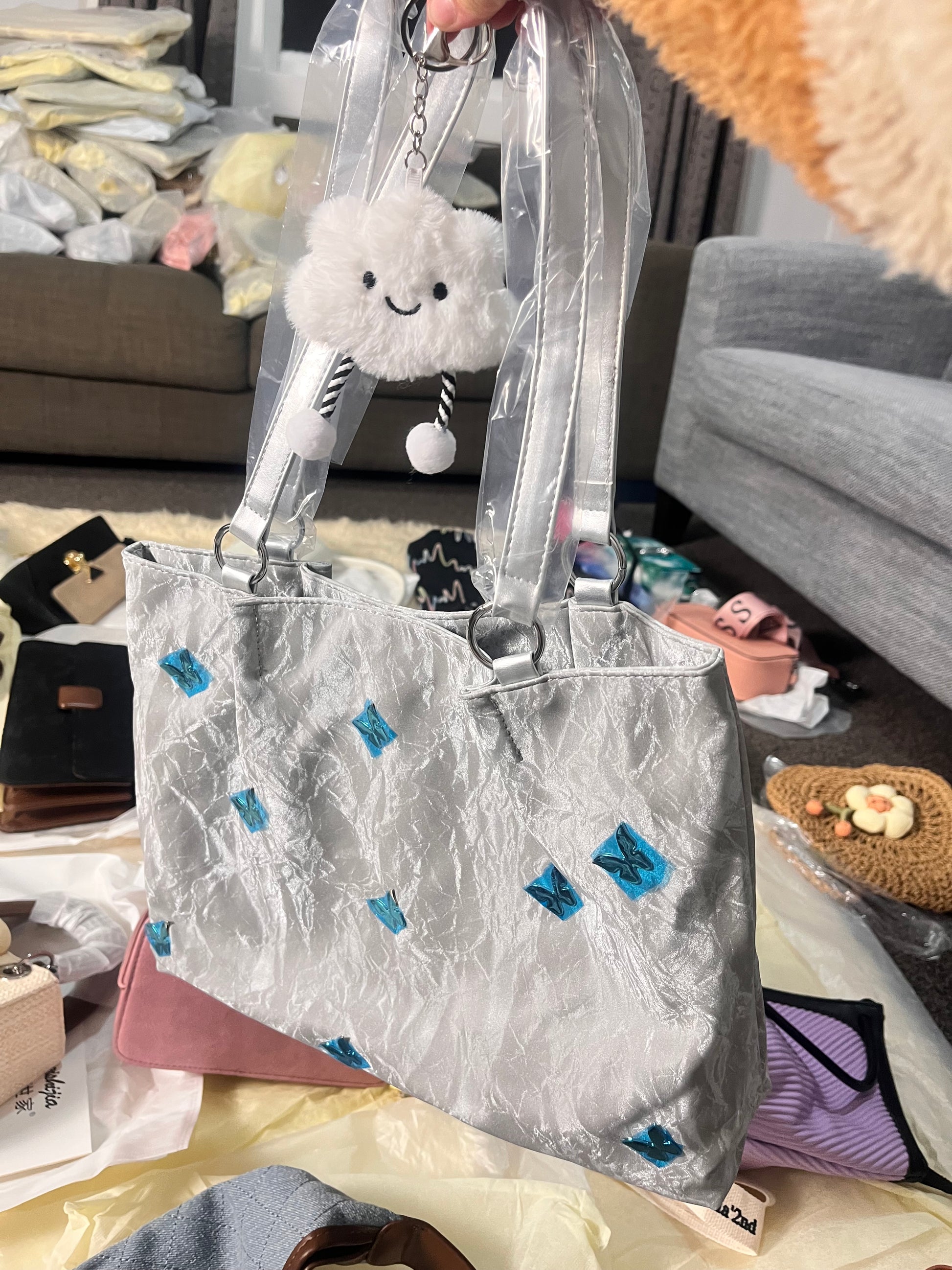 Tote Bag Large Capacity 2025 High-End Shoulder Bag, College and professional With ornaments/keychains