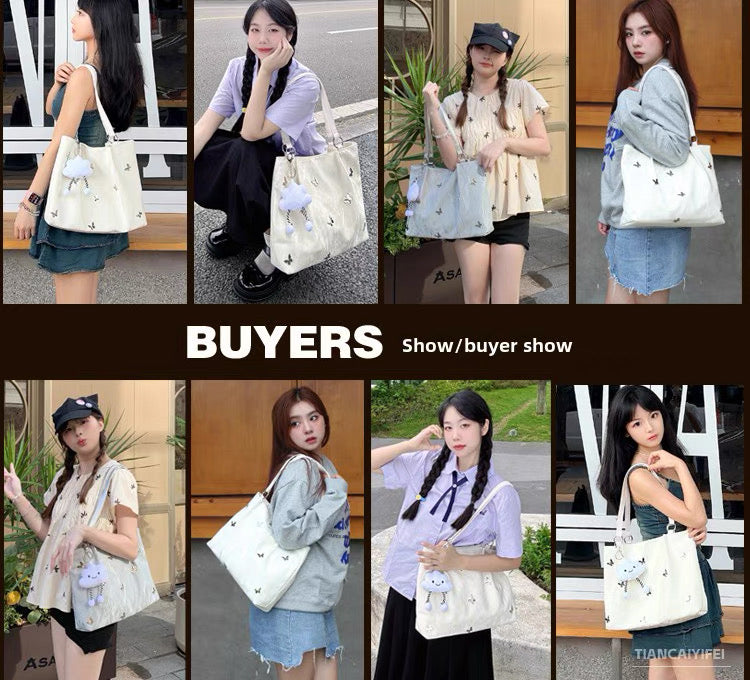 Tote Bag Large Capacity 2025 High-End Shoulder Bag, College and professional With ornaments/keychains