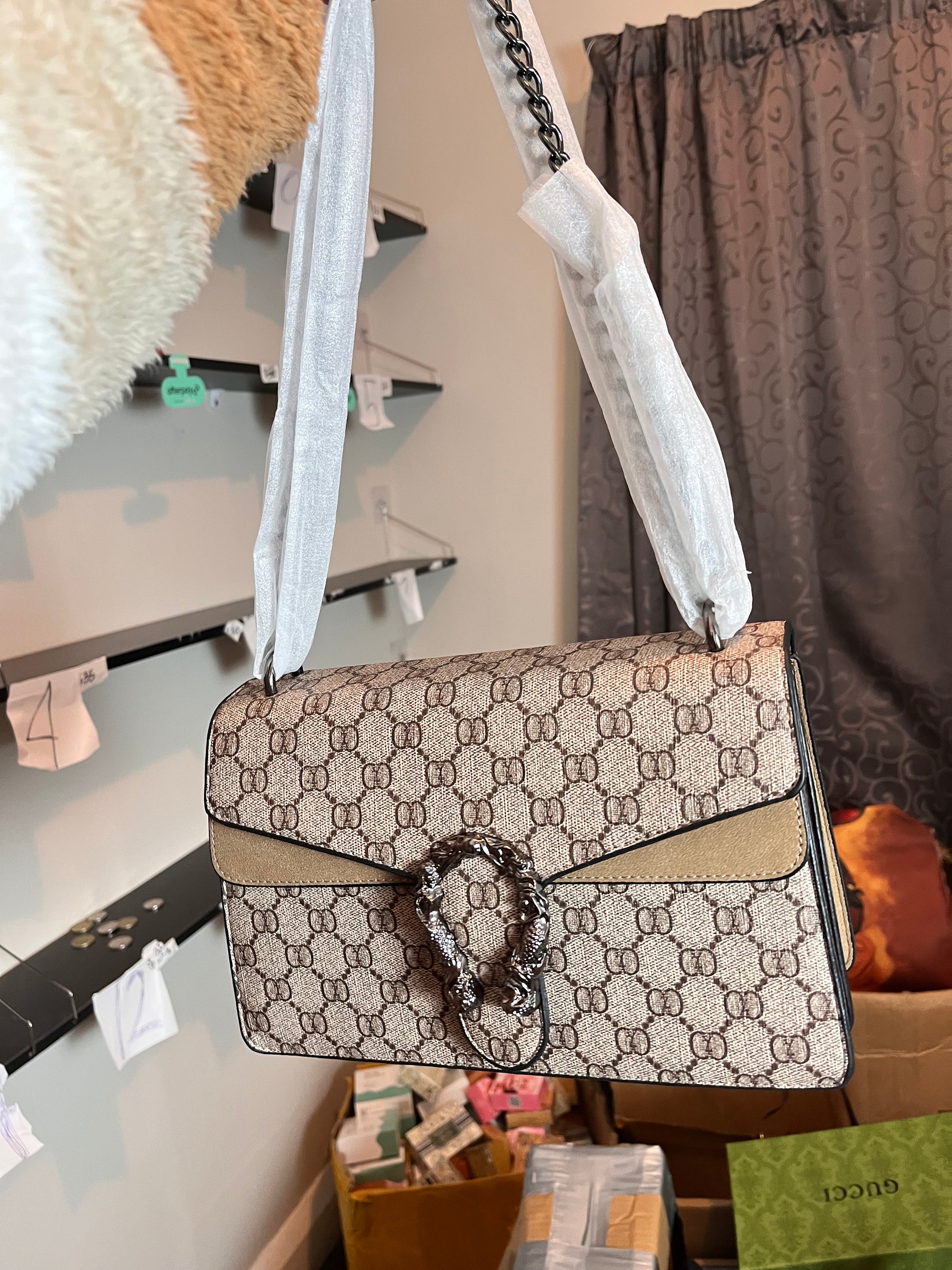 Gucci Dionysus hard type leather shoulder and crossbody bag w/gift box