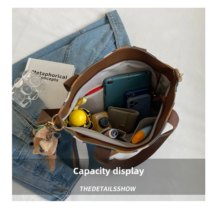 Large Capacity 2025 New Canvas Cloth Crossbody bag with sling and free  ornaments/keychain