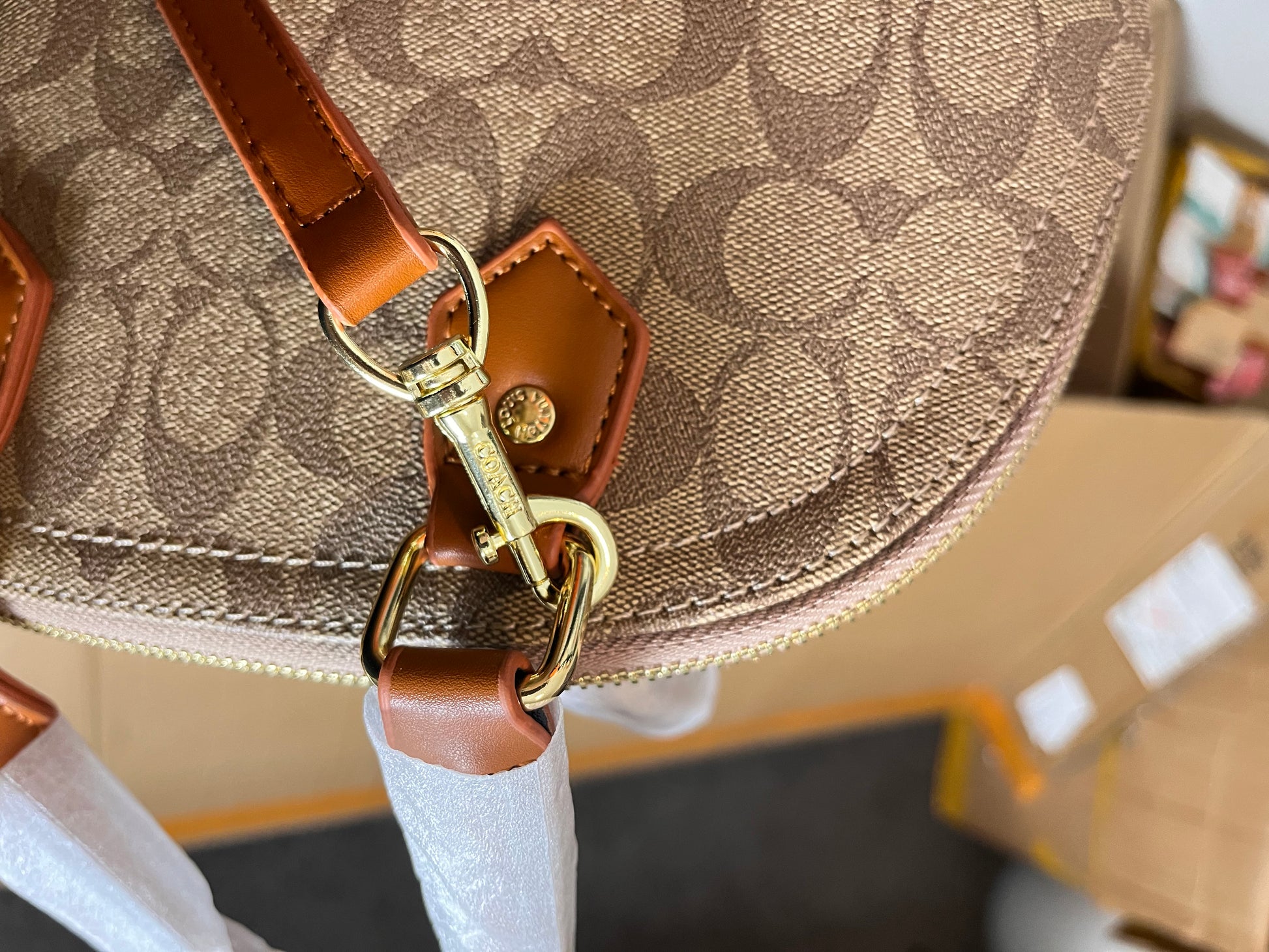 Coach leather hand carry or crossbody bag