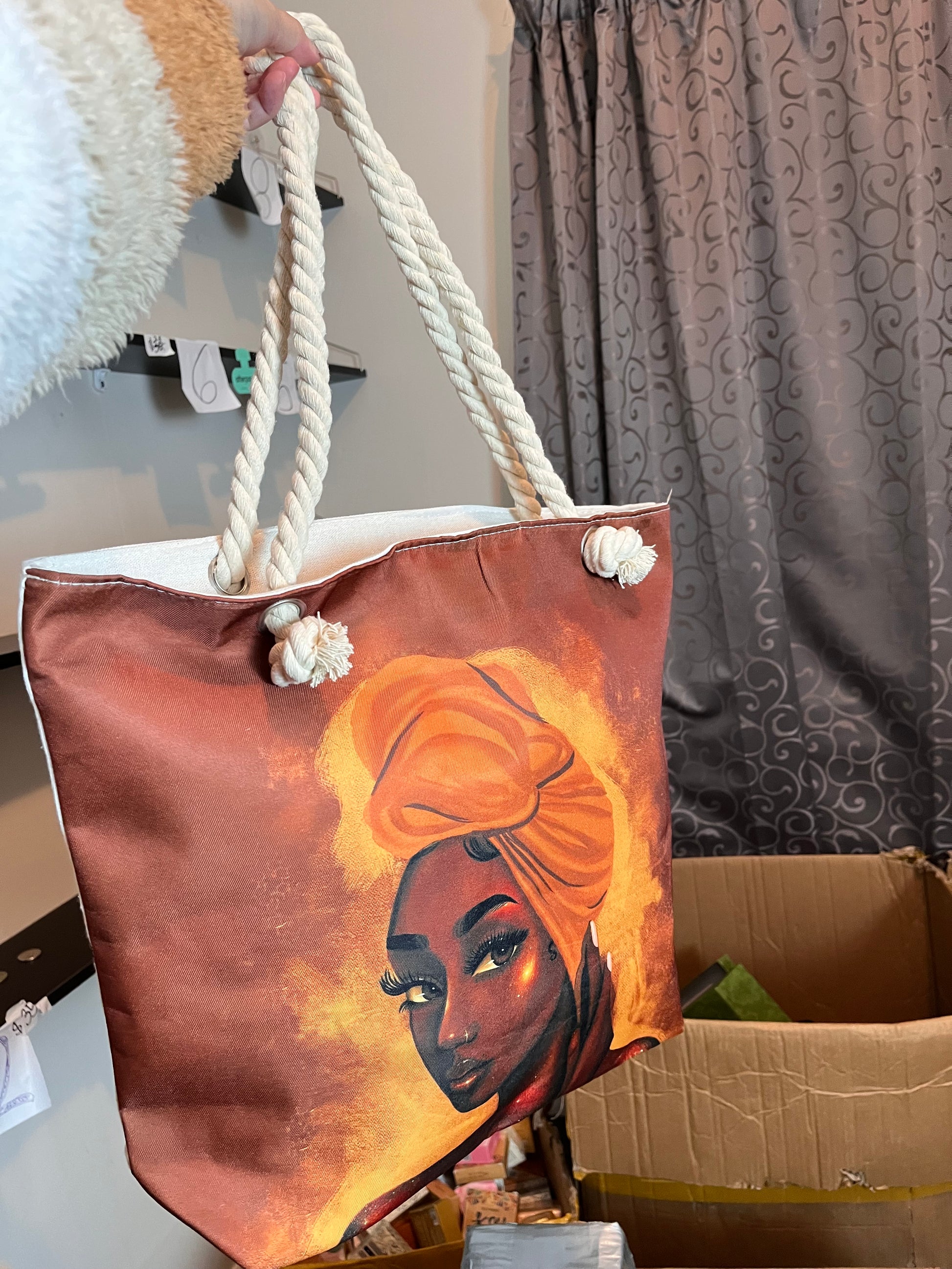 Large tote /beach bag with face design
