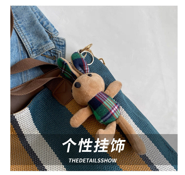 Large Capacity 2025 New Canvas Cloth Crossbody bag with sling and free  ornaments/keychain