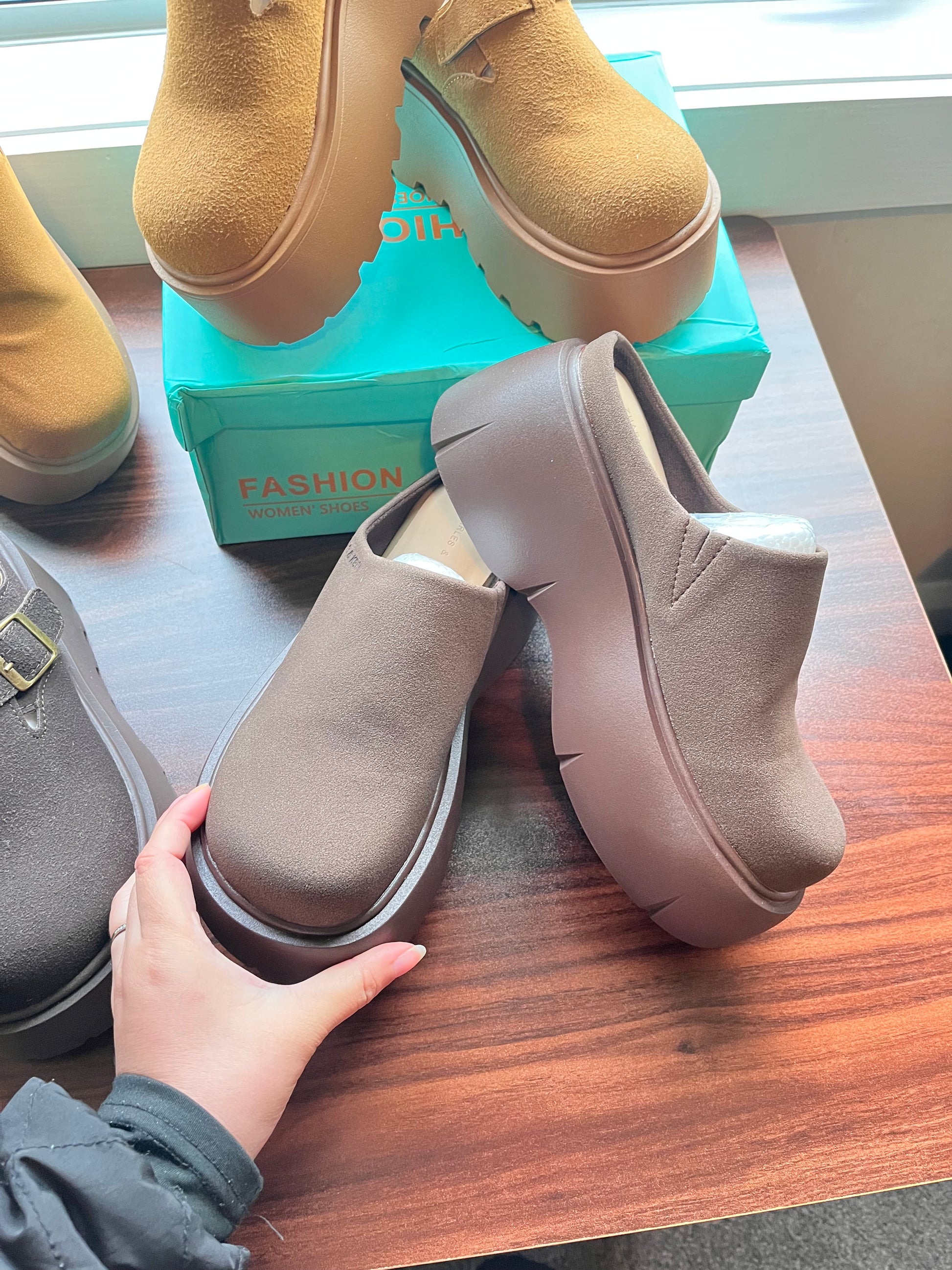 Celebrity Style Thick-Soled Baotou Half-Slippers for Women's Outer Wear Heightening Birkenstock Shoes
