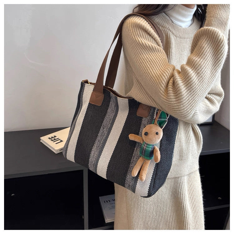 Large Capacity 2025 New Canvas Cloth Crossbody bag with sling and free  ornaments/keychain