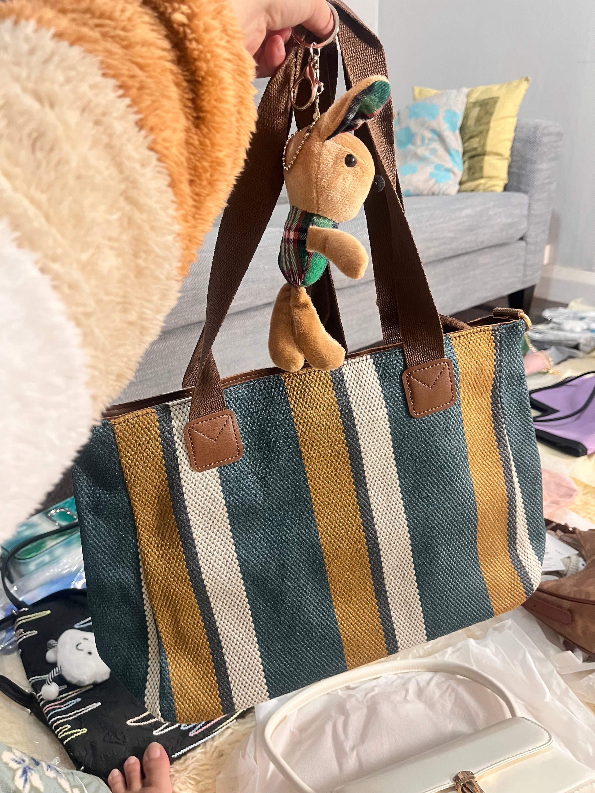 Large Capacity 2025 New Canvas Cloth Crossbody bag with sling and free  ornaments/keychain