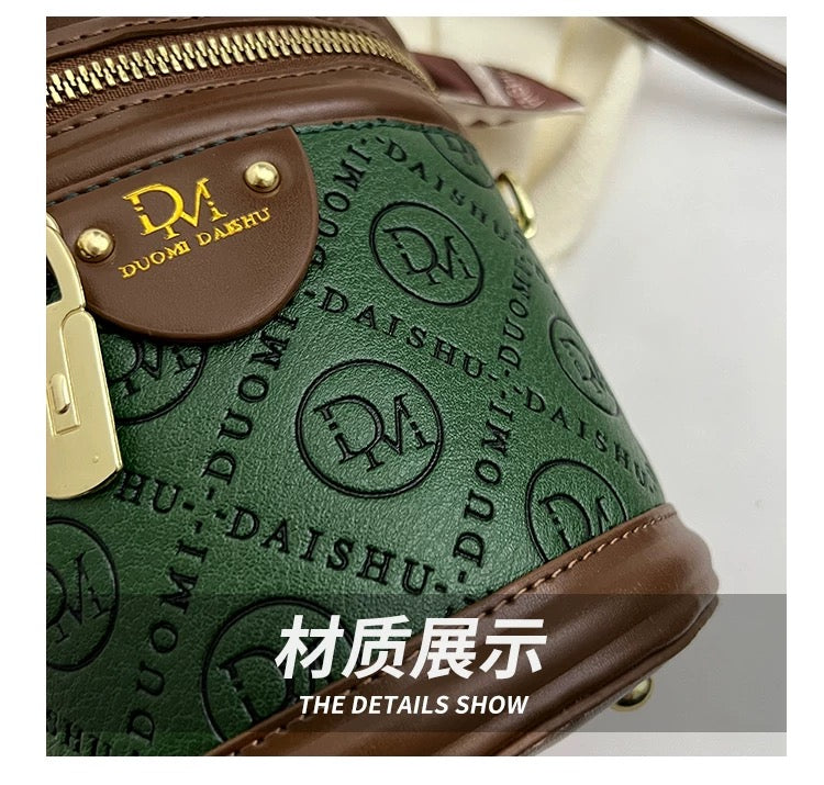 High end textured crossbody and hand carry small bag with twilly