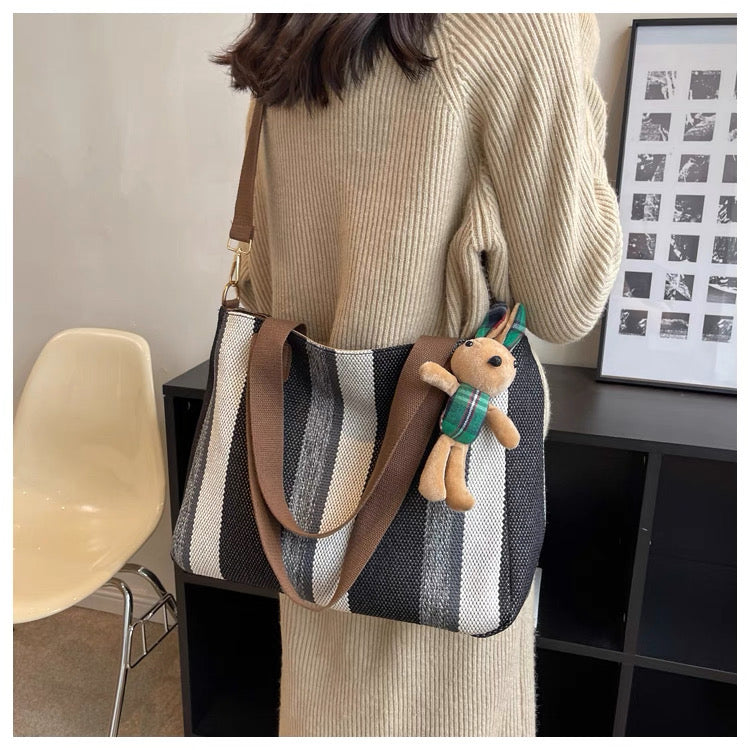 Large Capacity 2025 New Canvas Cloth Crossbody bag with sling and free  ornaments/keychain