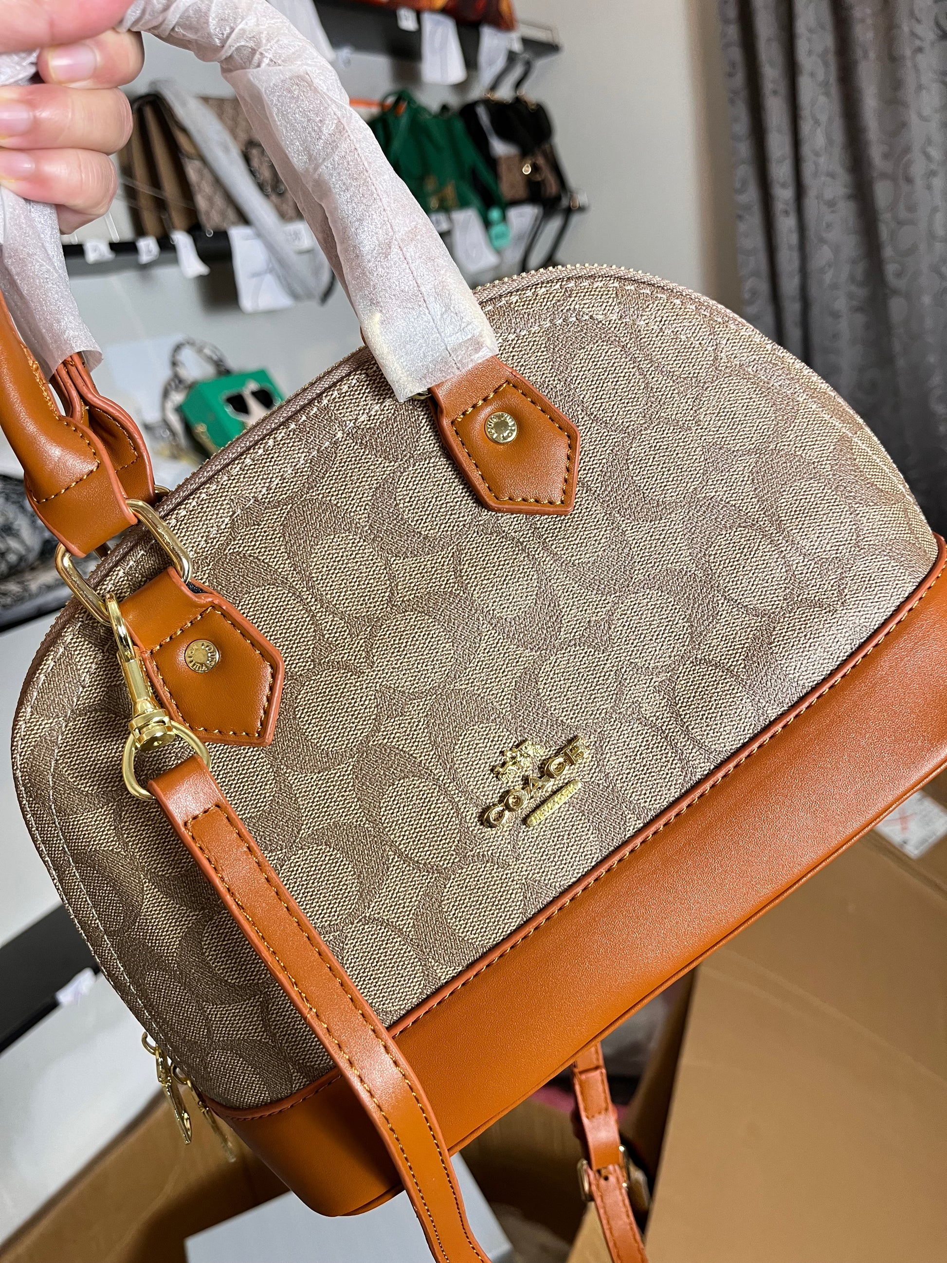 Coach leather hand carry or crossbody bag