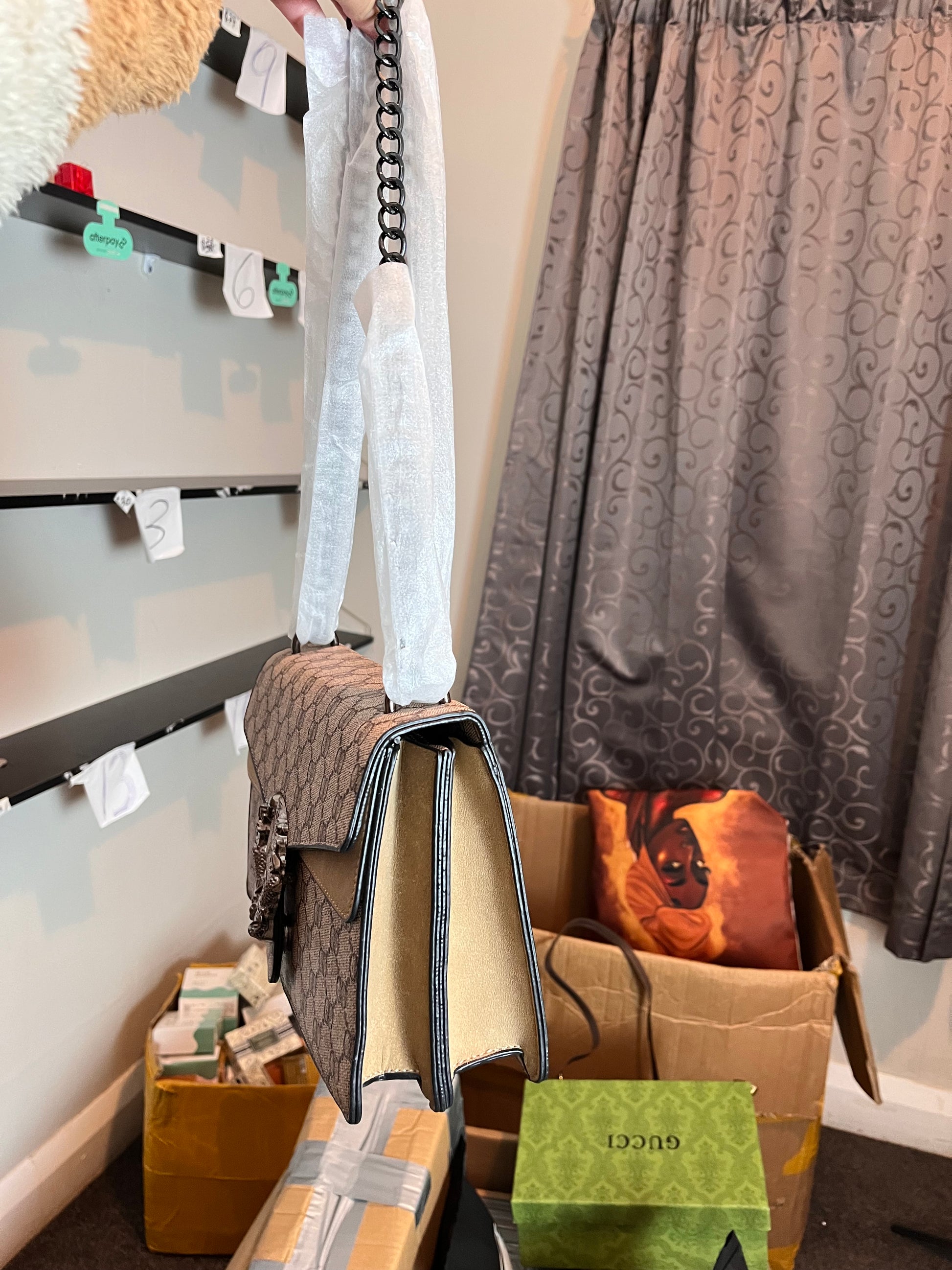 Gucci Dionysus hard type leather shoulder and crossbody bag w/gift box