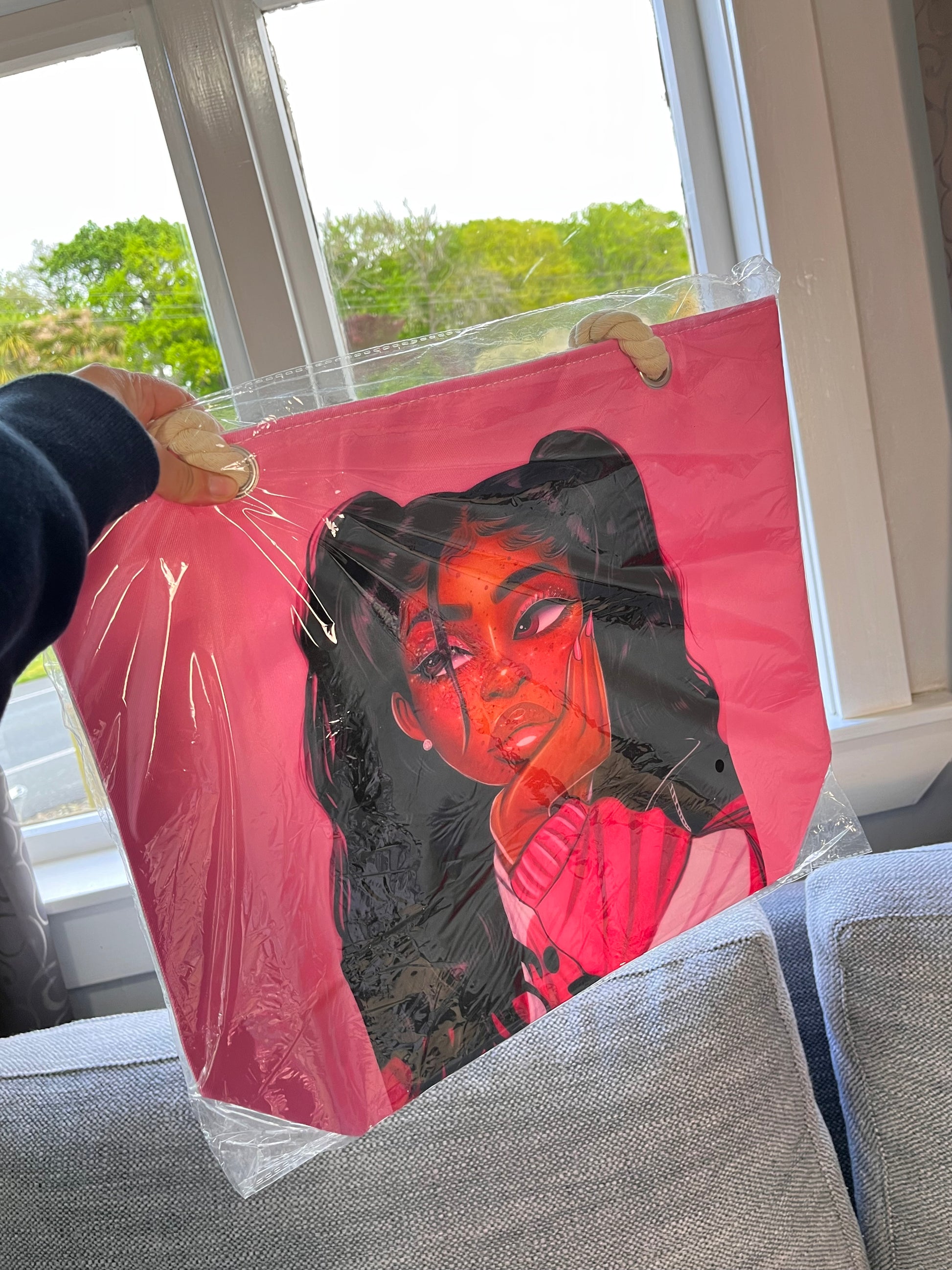 Large tote /beach bag with face design