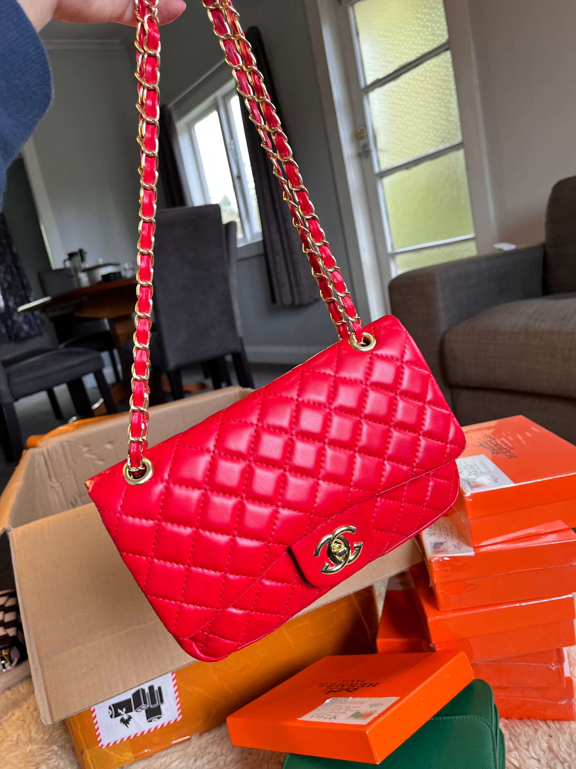 Channel soft leather shoulder and crossbody bag