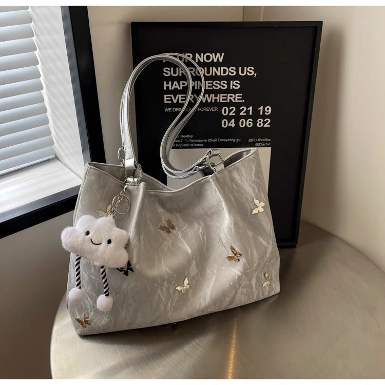 Tote Bag Large Capacity 2025 High-End Shoulder Bag, College and professional With ornaments/keychains