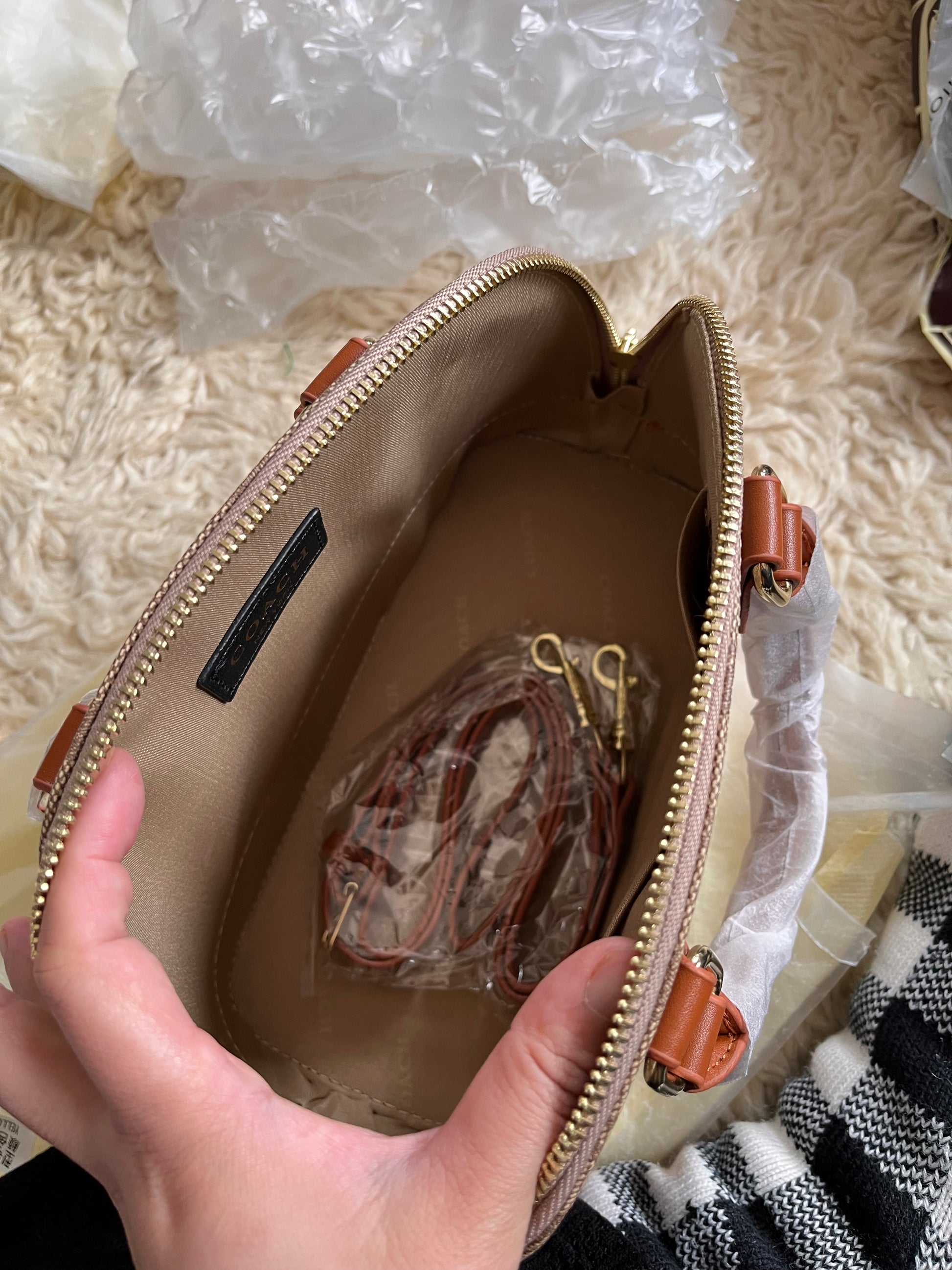 Coach leather hand carry or crossbody bag