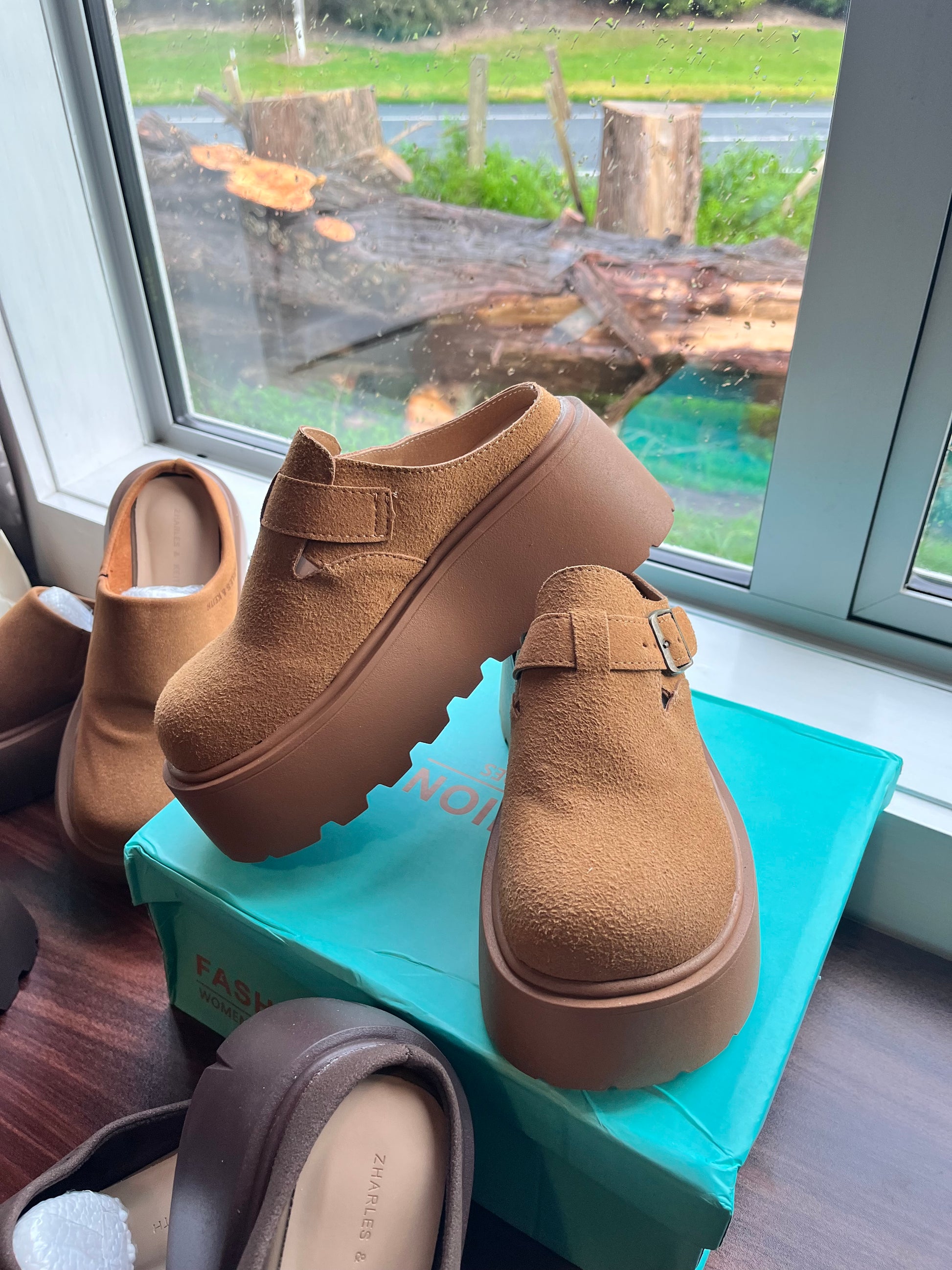 Celebrity Style Thick-Soled Baotou Half-Slippers for Women's Outer Wear Heightening Birkenstock Shoes