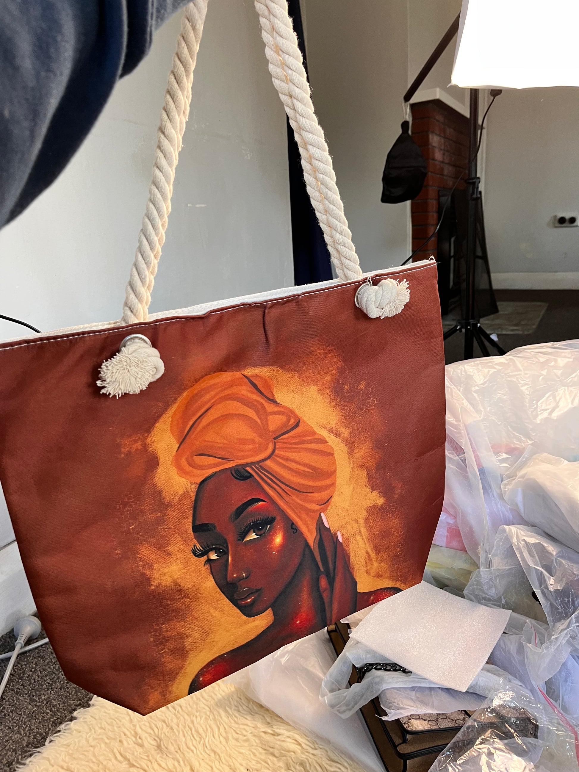 Large tote /beach bag with face design
