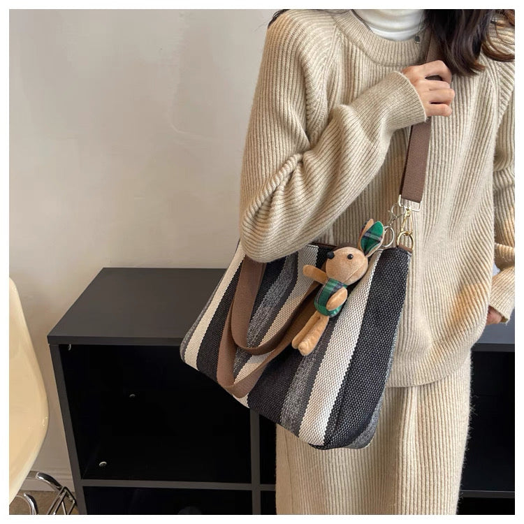 Large Capacity 2025 New Canvas Cloth Crossbody bag with sling and free  ornaments/keychain