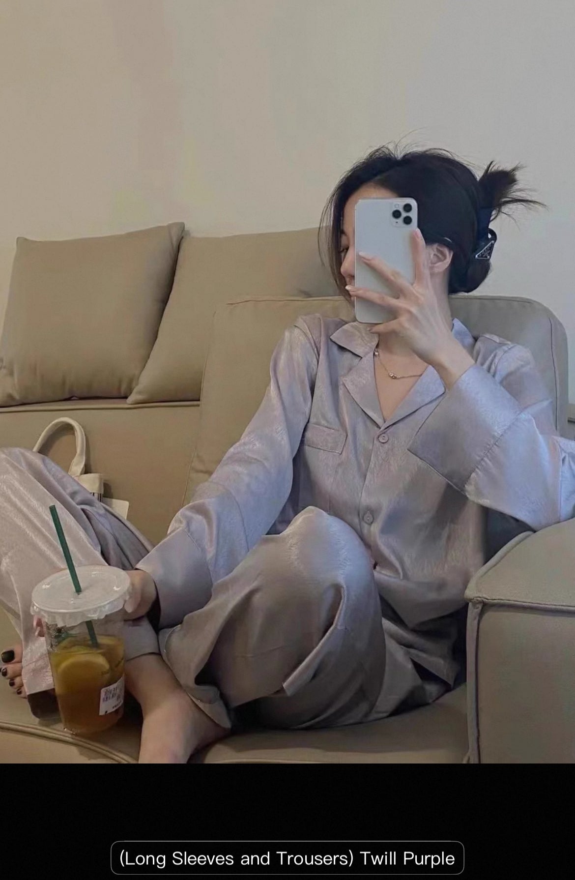Pajamas for Women Ice Silk Long-Sleeved High-End sleepwear
