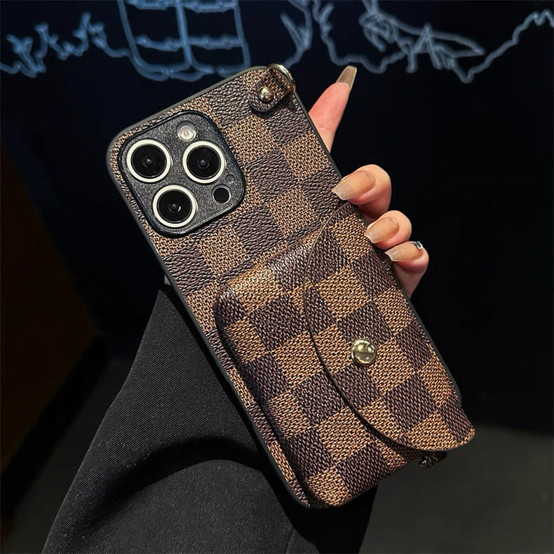 LV iPhone case with sling and card wallets