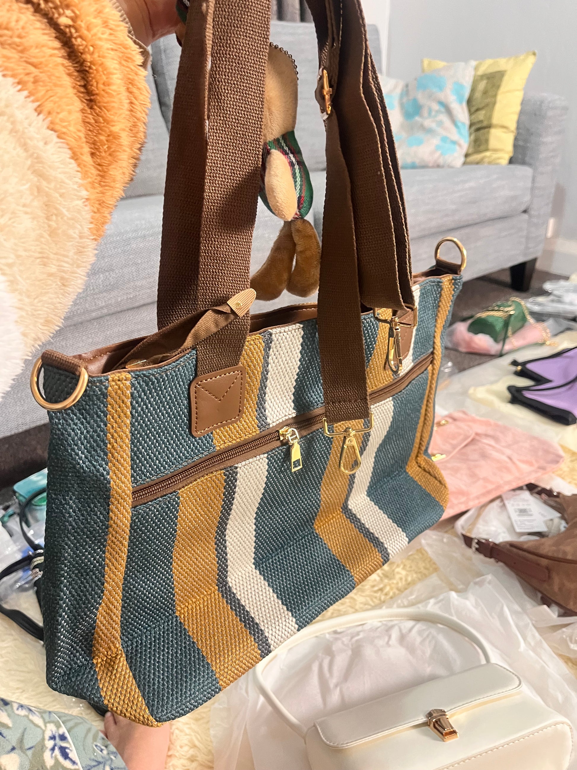 Large Capacity 2025 New Canvas Cloth Crossbody bag with sling and free  ornaments/keychain