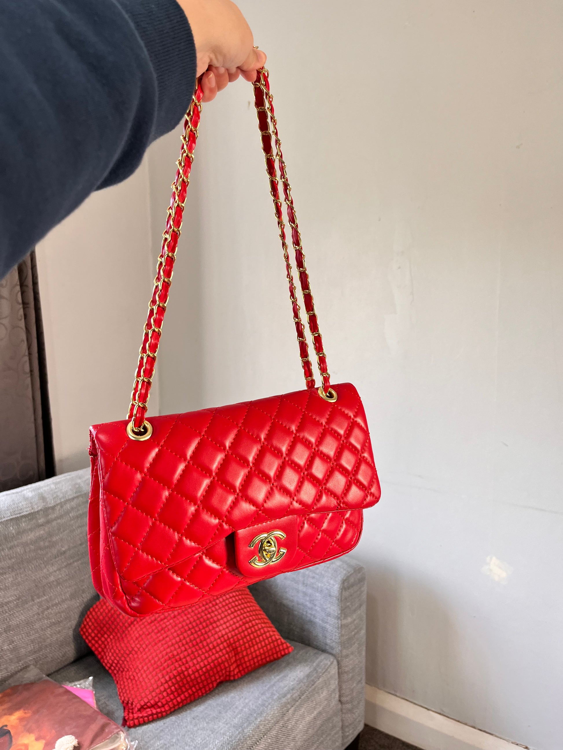 Channel soft leather shoulder and crossbody bag