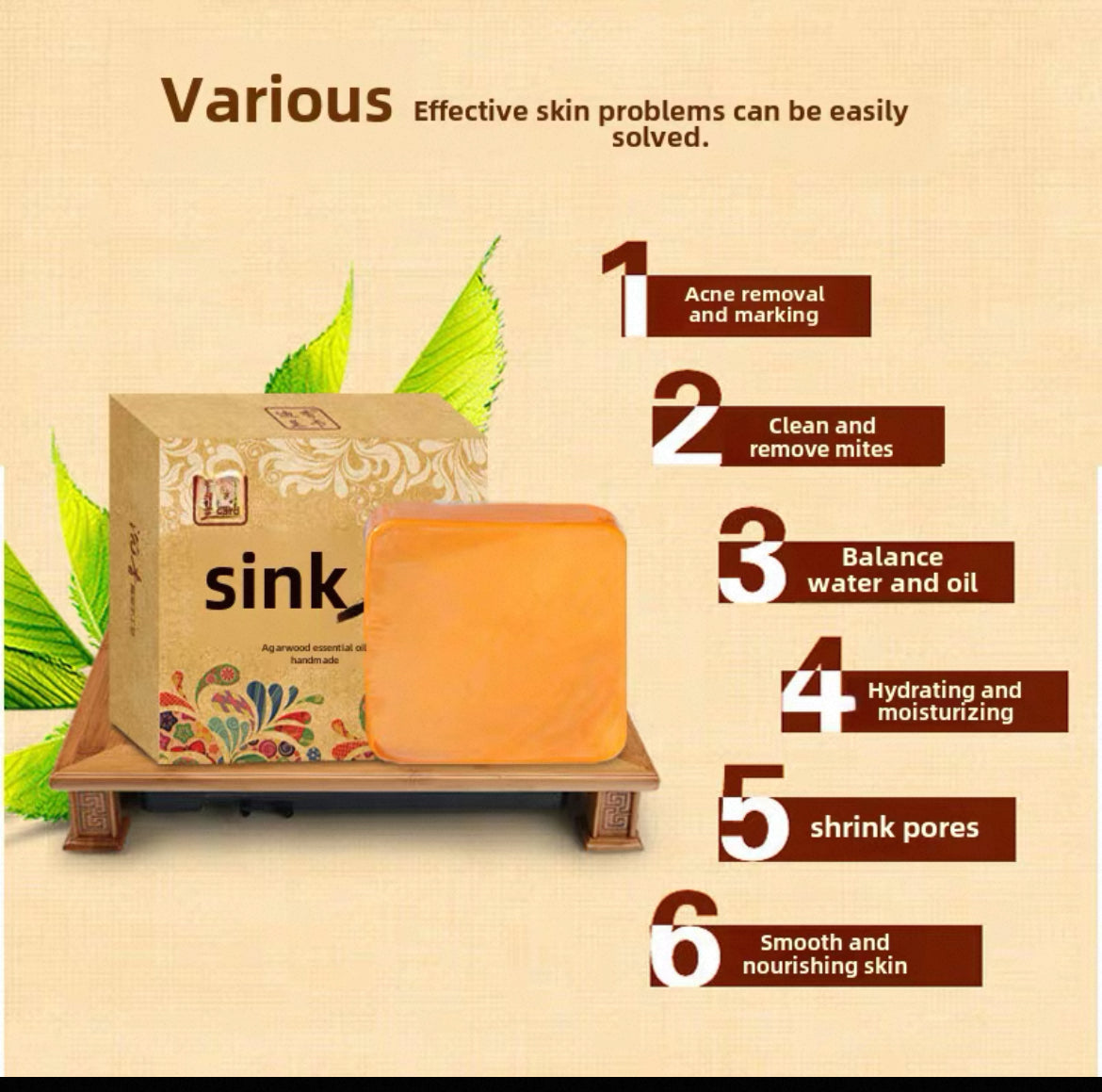 Unisex Natural Agarwood Handmade soap