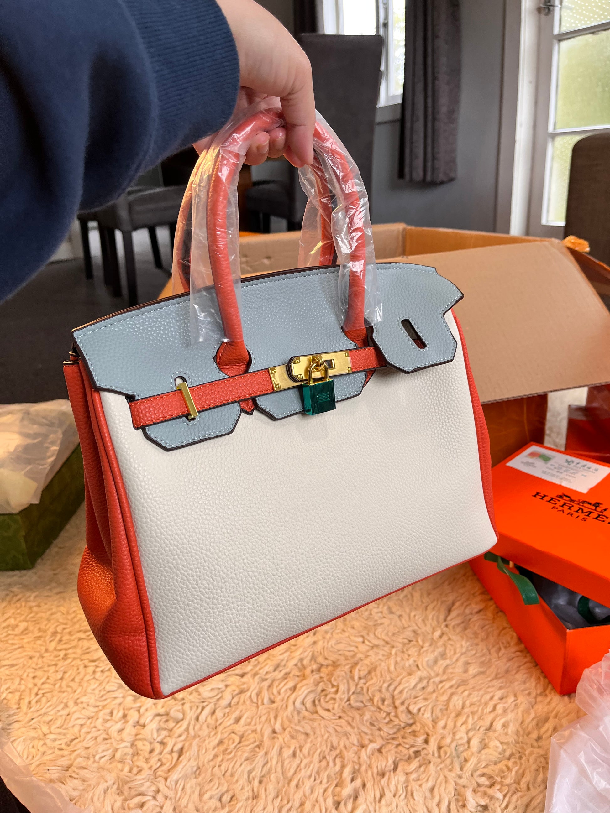 Hermes 30 leather handcarry or crossbody bag